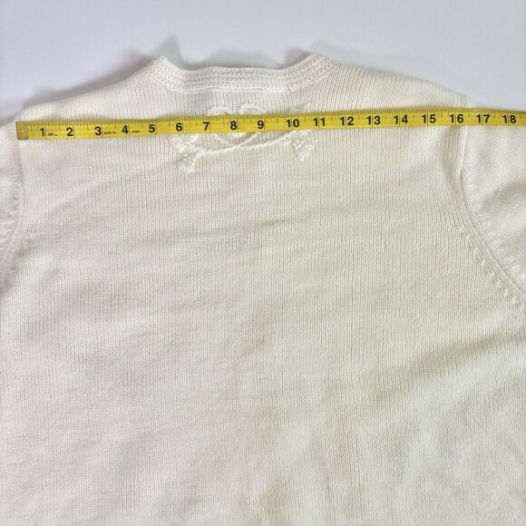 Vintage 90s Classic Elements Embroidered Cardigan Sweater Women's M Ivory Floral - Picture 12 of 16
